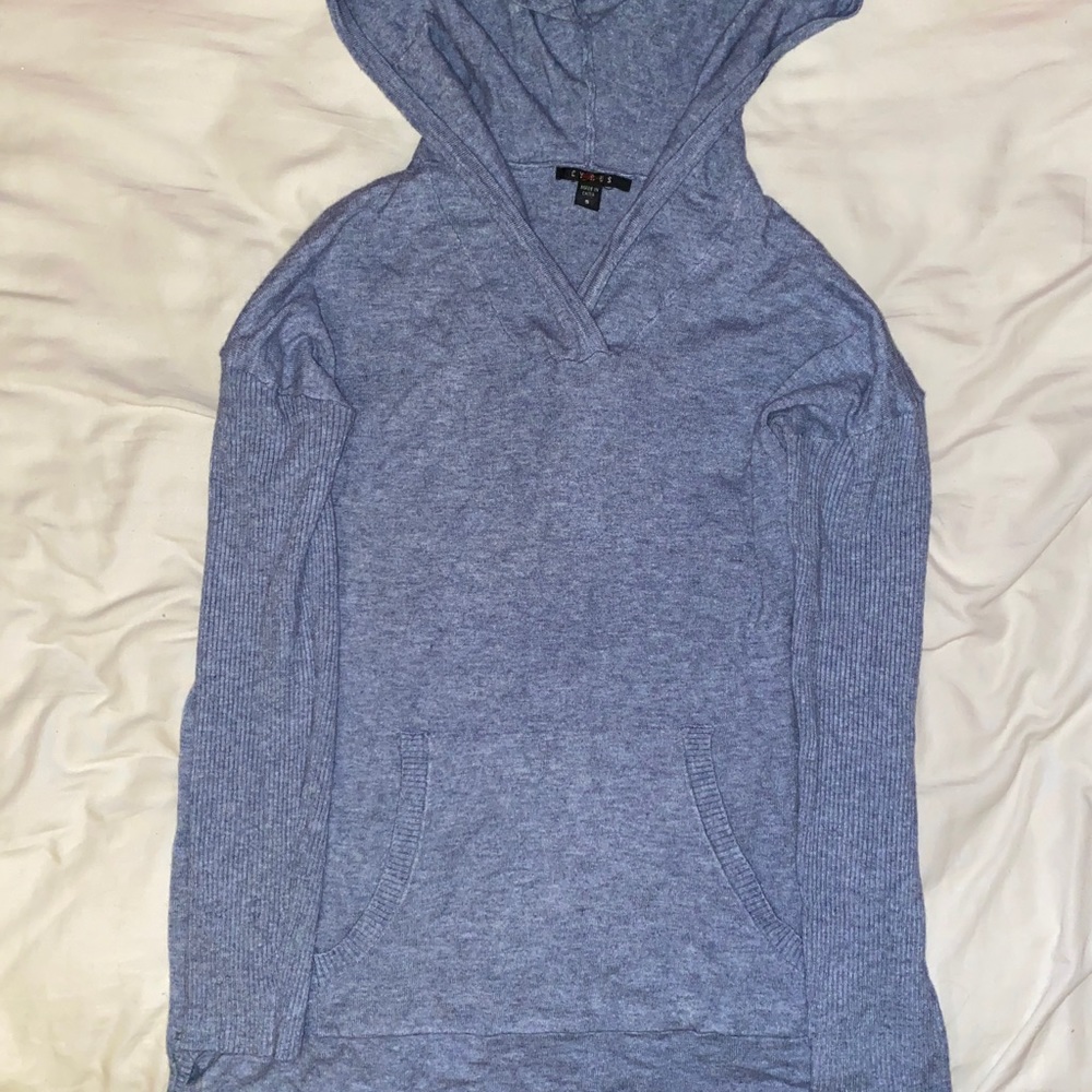 Light Blue Soft Hooded Pullover Sweater
